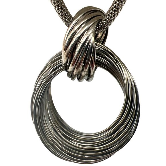Stainless Steel Twisted Hoop Pendant Necklace For Women. N9 - Picture 6 of 9
